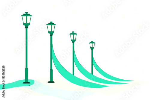 Winter Glow Trails. Winter Street Glow Trails. Flat minimalist vector illustration of Winter Street Glow
