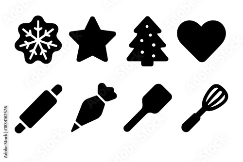 Winter Cookie Icons. Winter cookies. Filled icon set of Winter cookies: snowflake cookie, star cookie, tree