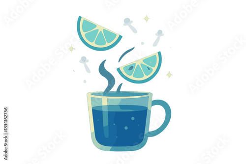 Spiced Cider Delight. Festive spiced drink. Floating orange wedges and cloves hover above steaming apple cider