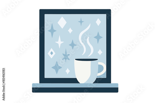 Frosted Window Sill. Frosted Window Sill. Flat minimalist vector illustration of a Frosted Window Sill.