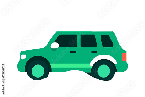 Snow-Covered SUV. Parked SUV in Snow. Flat minimalist vector illustration of a Parked SUV in Snow. Simplified
