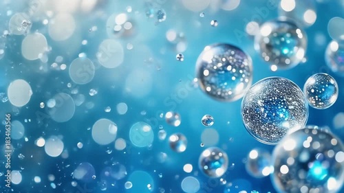 Wallpaper Mural Abstract background with glowing blue water bubbles and bokeh light effect, representing freshness, purity, and hydration in a dynamic composition Torontodigital.ca