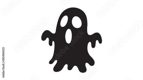 Spooky ghost silhouette vector illustration for Halloween isolated on white background