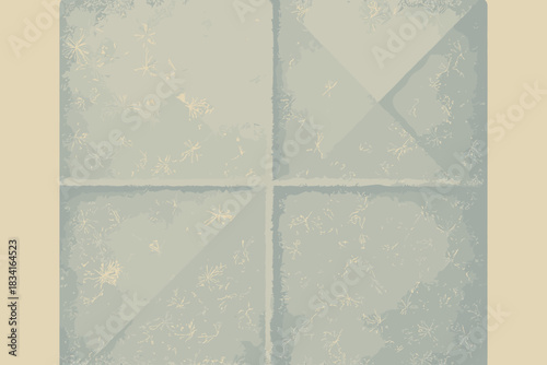 Crystalline Glass Geometry. Snowy pane macro minimalist flat illustration of crystalline textures forming