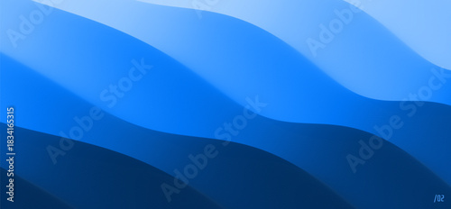 Surface of water. Blue abstract background. Ocean or seascape. Realistic landscape with waves. Cover design template. 3d vector illustration for banner, flyer, poster or brochure.