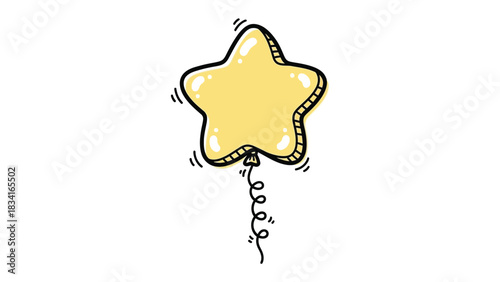 Star Balloon in Dreamscape: A captivating illustration of a star-shaped balloon, evokes a sense of joy and wonder. Perfect for adding a touch of whimsical flair to any project. 