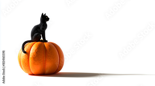 Cat and pumpkin at Halloween