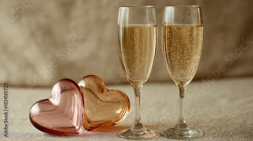 two glasses of champagne and a rose