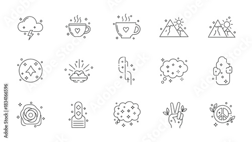 Whimsical Symbols and Illustrations: A collection of simple, charming icons, each conveying a unique aspect of life through delightful linework. 