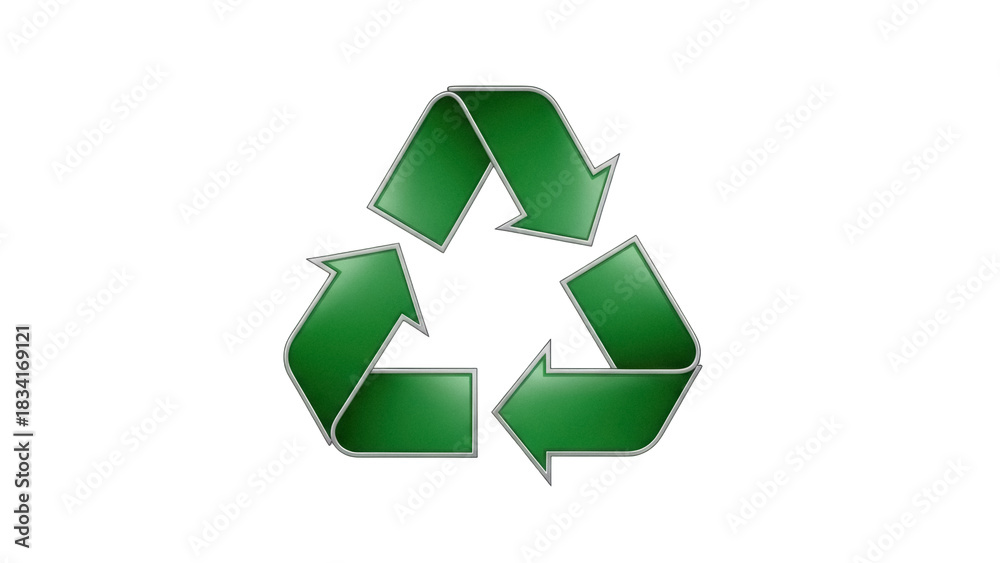 Obraz premium Green recycling symbol PNG isolated on transparent background, eco-friendly icon for environmental awareness and sustainable practices