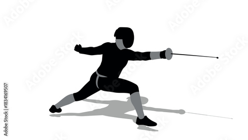 Dynamic fencing silhouette: athlete in action with rapier