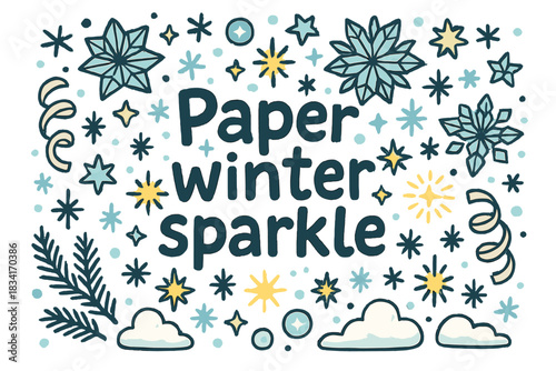 Paper Winter Sparkle. Paper winter sparkle. Hand-drawn doodle illustration of Paper winter sparkle. origami