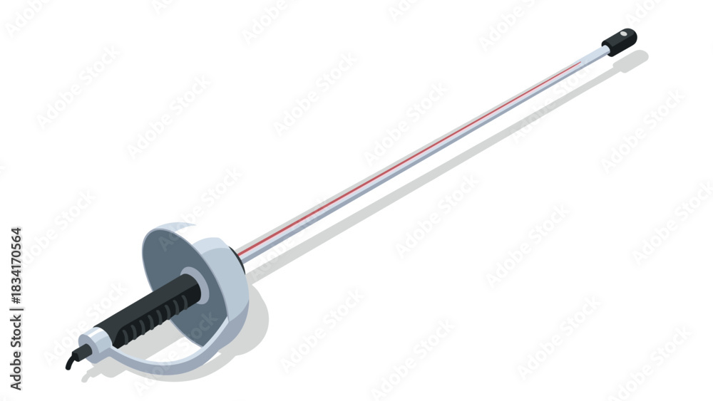 Fototapeta premium Modern fencing sword in isometric flat style on white background