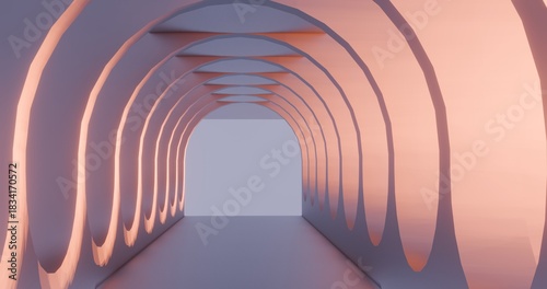 Architecture interior background empty arched pass 3d render