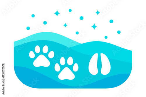 Frozen Footprints Art. Frozen Footprints. Flat minimalist vector illustration of Frozen Footprints. Geometric