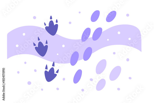 Animal Tracks Snow. Animal Tracks in Snow. Flat minimalist vector illustration of Animal Tracks in Snow.
