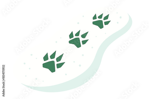 Snowy Footprints Design. Tracks Through Snow. Flat minimalist vector illustration of Tracks Through Snow.