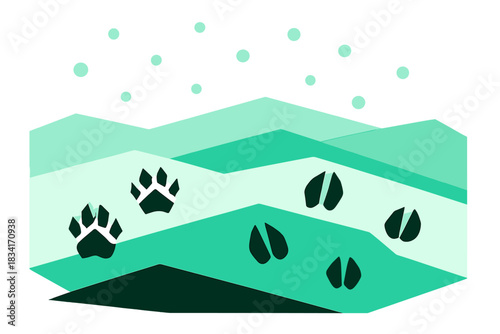 Winter Track Scene. Winter Track Scene. Flat minimalist vector illustration of a Winter Track Scene. Angular