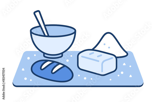 Minimalist Bread Making. Bread Making Scene. Flat minimalist vector illustration of Bread Making Scene.