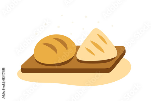 Artisan Bread Display. Artisan Bread Scene. Flat minimalist vector illustration of Artisan Bread Scene.
