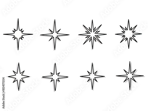 Collection of Various Starburst Sparkle Icons for Design Elements