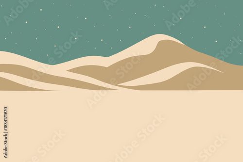 Retro Snow Panorama. Snow blanket panorama minimalist flat illustration of flat layered snow and minimal hill