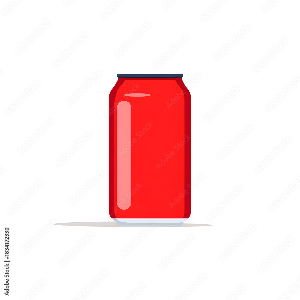 Fototapeta premium Red soda can with a clean minimalist design on a white background