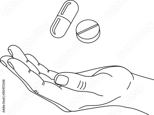 Hand Holding Pills and Capsules Icon Vector