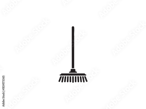 Hand broom vector illustration for cleaning services and household tool work