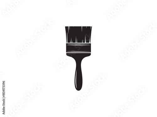 Illustration of paint brush tool for applying paints and home improvements concept