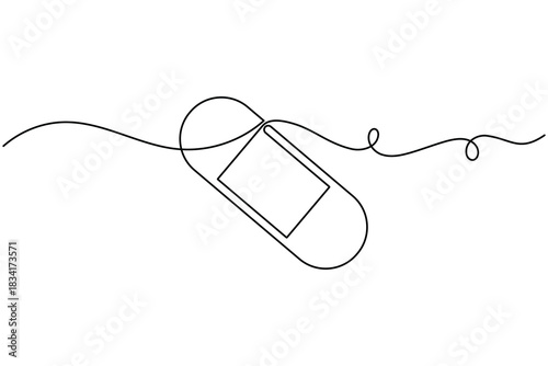 Medical one time bandage continuous one line drawing on white background minimalist first aid outline vector illustration