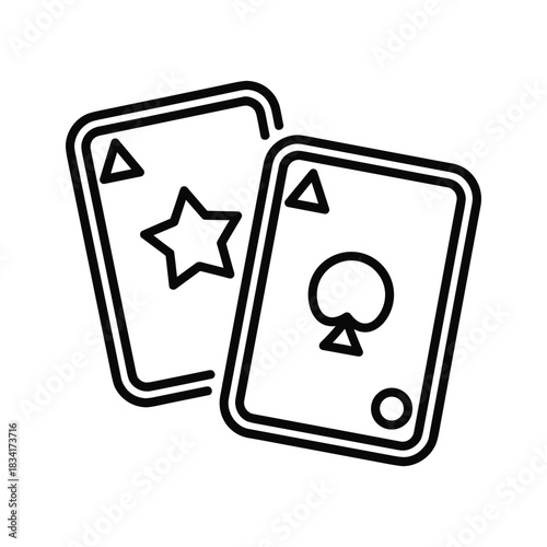Outline Playing Cards Icon with Abstract Symbols