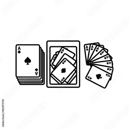 Playing Card Aces Icon: Stacked, Decked, and Fanned Arrangements