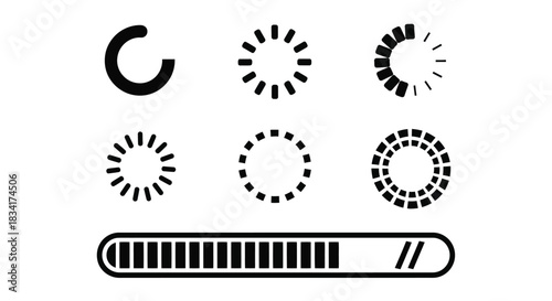 Loading progress indicators vector design elements illustration