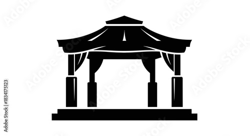 Black gazebo structure architecture pavilion building vector