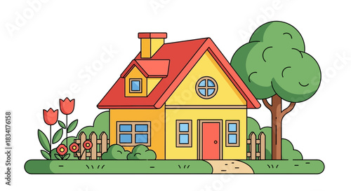 Cartoon house illustration home architecture residential design