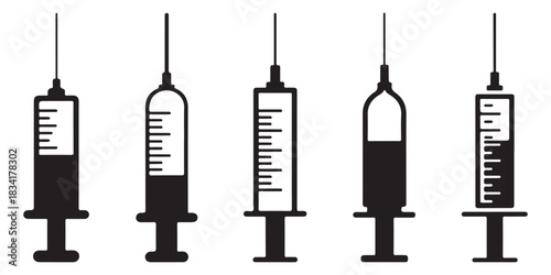 medical syringes in silhouette