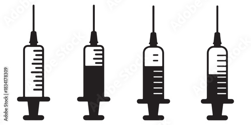medical syringes in silhouette