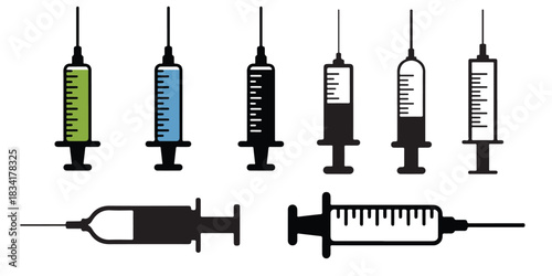 medical syringes in silhouette