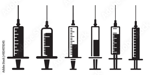 medical syringes in silhouette