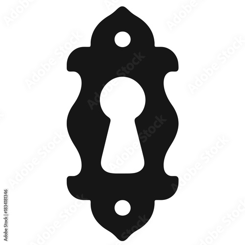 Vintage keyhole lock icon with a stylized teardrop opening and bold outline, ideal for security UI, antique themes, and detailed vector designs.