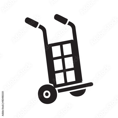 Hand truck icon in flat design on white background — ideal for logistics, warehouse and moving services content.