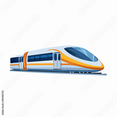 Train moderne, rapide, vue de profil, isolé sur fond blanc, vitesse