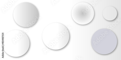 Abstract White Circles on a Minimalist Background. White adhesive stickers.. Blank templates of price tags. Empty mockup paper circles.  Glowing circle lines design.Suit for poster, banner, cover etc
