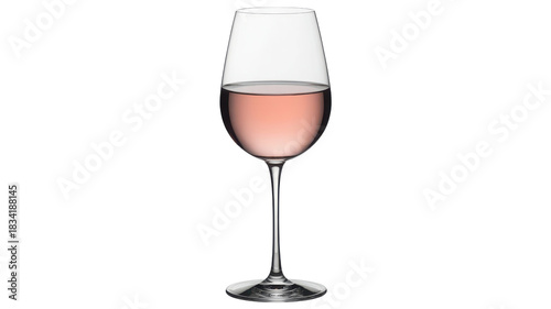 Elegant flute glass filled with pink champagne against transparent background
