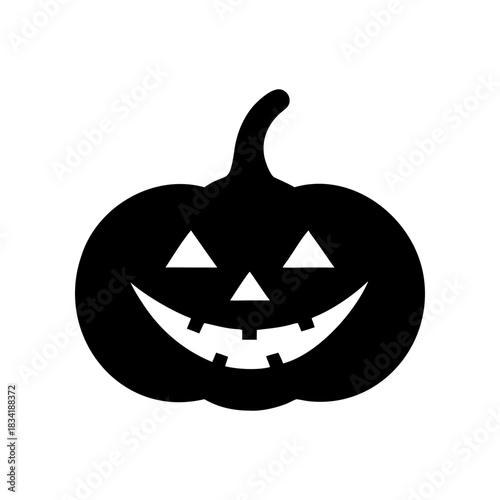 Black halloween pumpkin face on transparent background silhouette