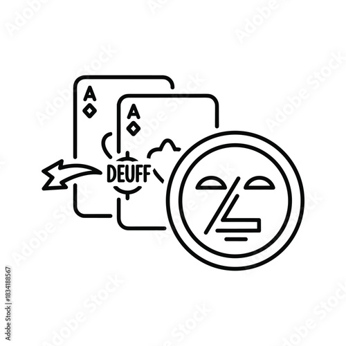 Le Deuff Card Game Icon with Aces of Diamonds and Abstract Player Face