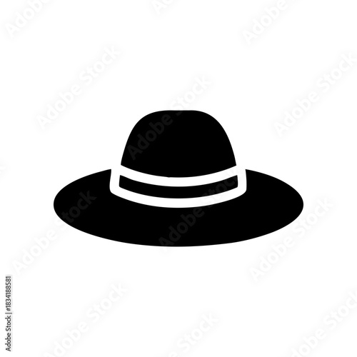 Silhouette of a sun hat on transparent background