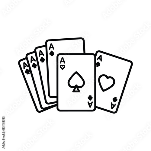 Five Aces Playing Cards Outline Icon
