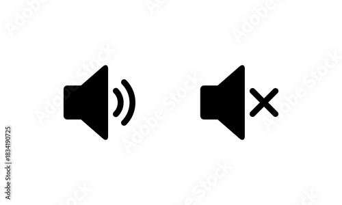 Speaker volume icon. Sound and mute audio symbol. Loud and silent sign